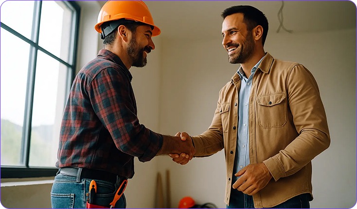 Artisan réalisant des travaux de rénovation énergétique